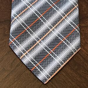 Biaggini Gray Gold Orange 100% Polyester Men’s Neck Tie Men’s Neck Tie